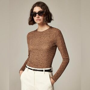 J.Crew Sheer long-sleeve top in leopard print CI612